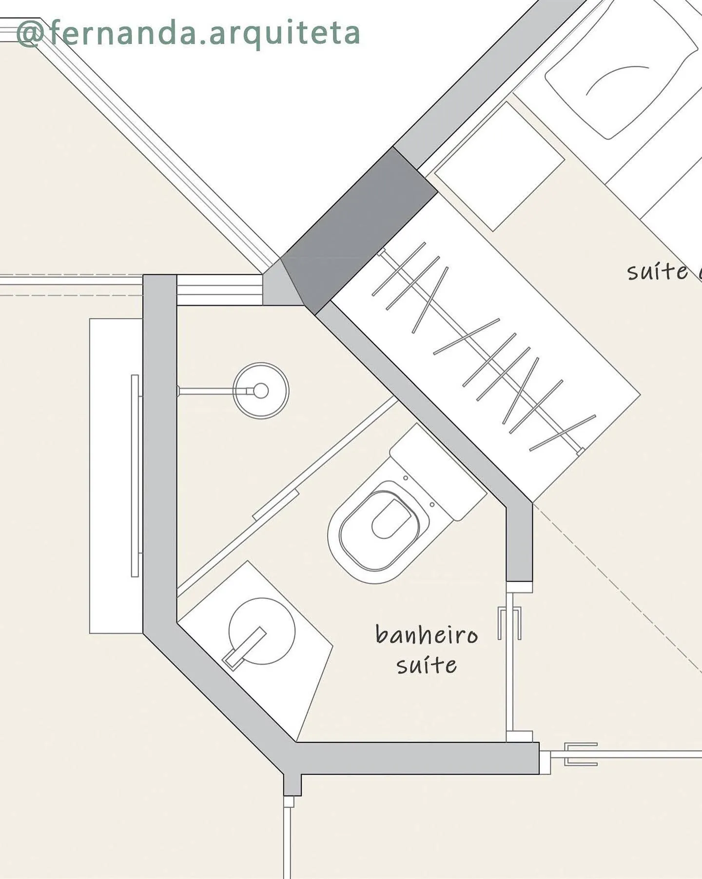 Planta baixa do banheiro da suíte — situação anterior